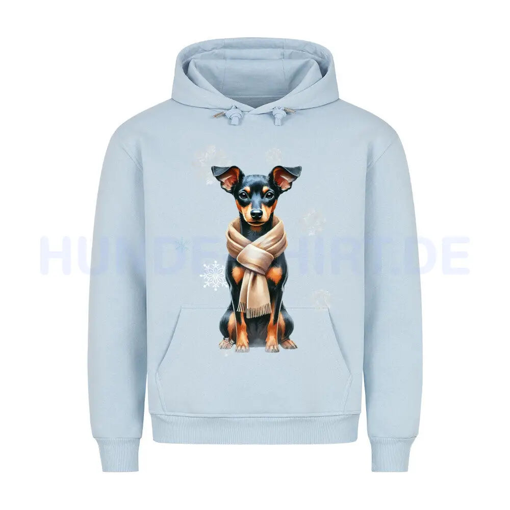 Premium Hoodie "Zwergpinscher Winter" Babyblau – hunde-shirt.de