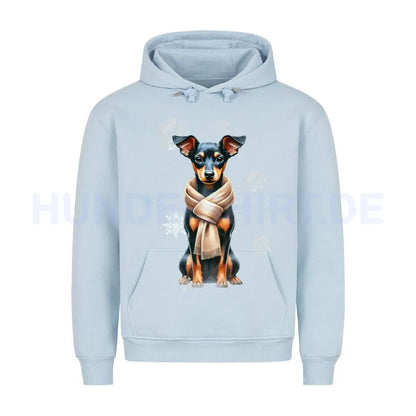 Premium Hoodie "Zwergpinscher Winter" Babyblau – hunde-shirt.de