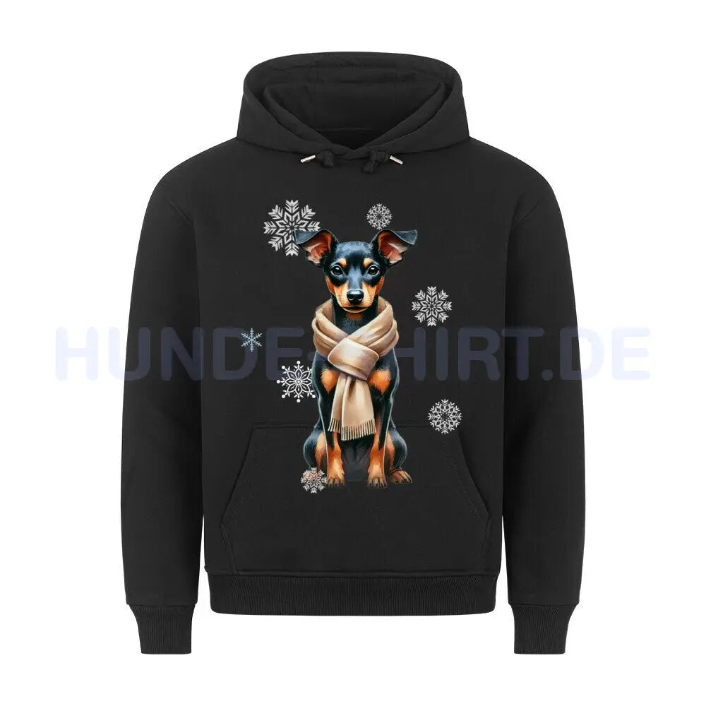 Premium Hoodie "Zwergpinscher Winter" Schwarz – hunde-shirt.de