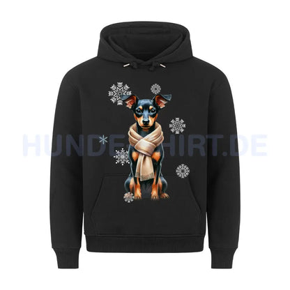 Premium Hoodie "Zwergpinscher Winter" Schwarz – hunde-shirt.de