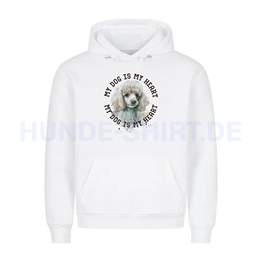 Premium Hoodie "Zwergpudel HEART" Weiß – hunde-shirt.de