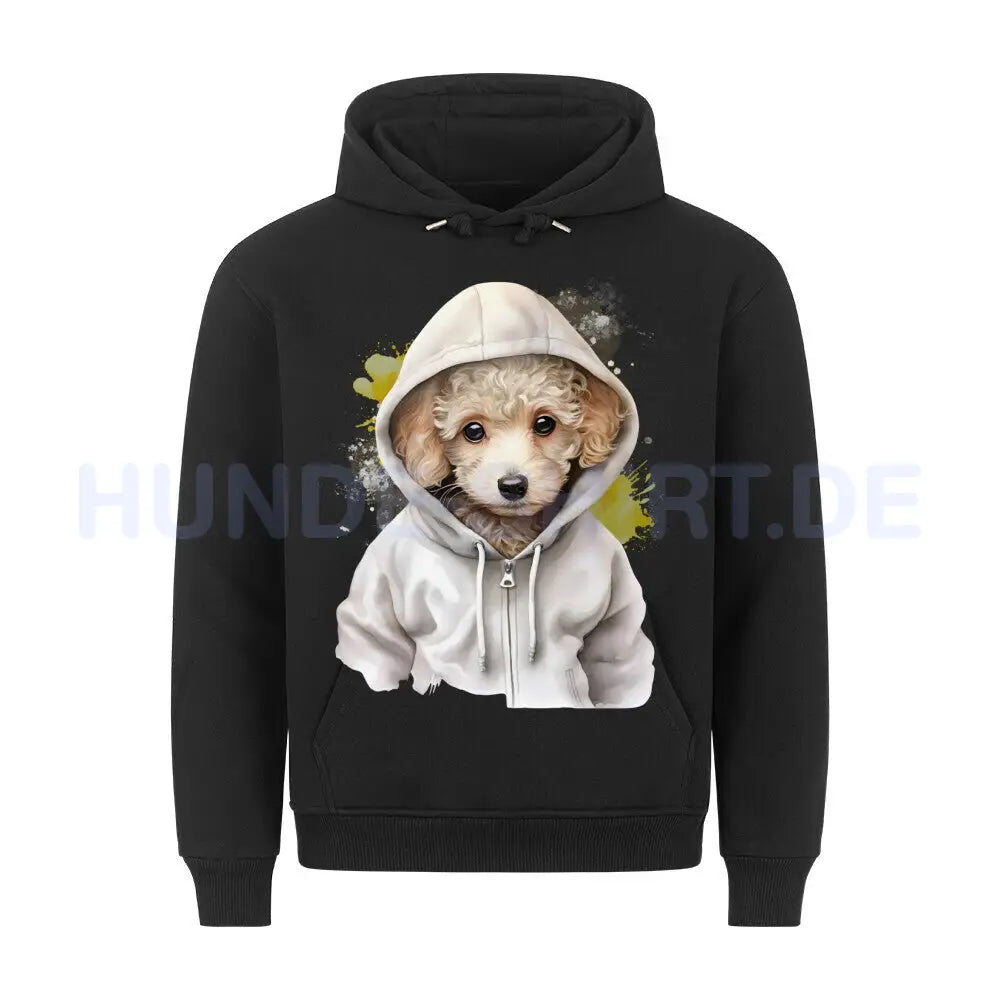 Premium Hoodie "Zwergpudel Hooded" Schwarz – hunde-shirt.de