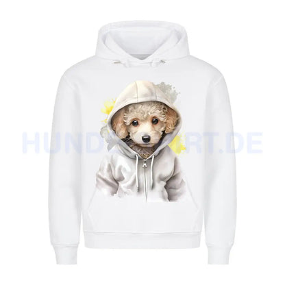 Premium Hoodie "Zwergpudel Hooded" Weiß – hunde-shirt.de