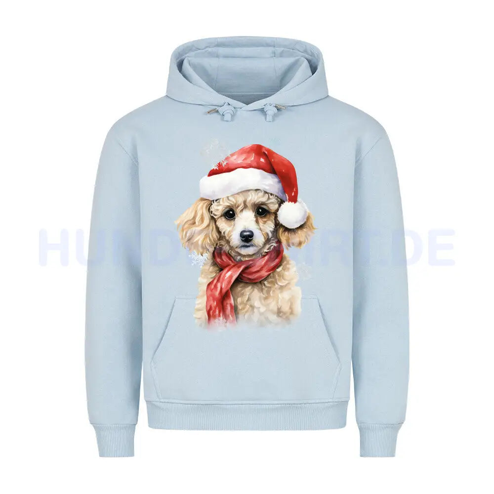 Premium Hoodie "Zwergpudel Weihnachten" Babyblau – hunde-shirt.de