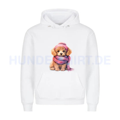 Premium Hoodie "Zwergpudel - Wintermädchen" Weiß – hunde-shirt.de