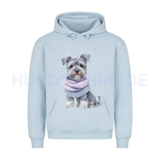 Premium Hoodie "Zwergschnauzer Damen Winter" Babyblau – hunde-shirt.de