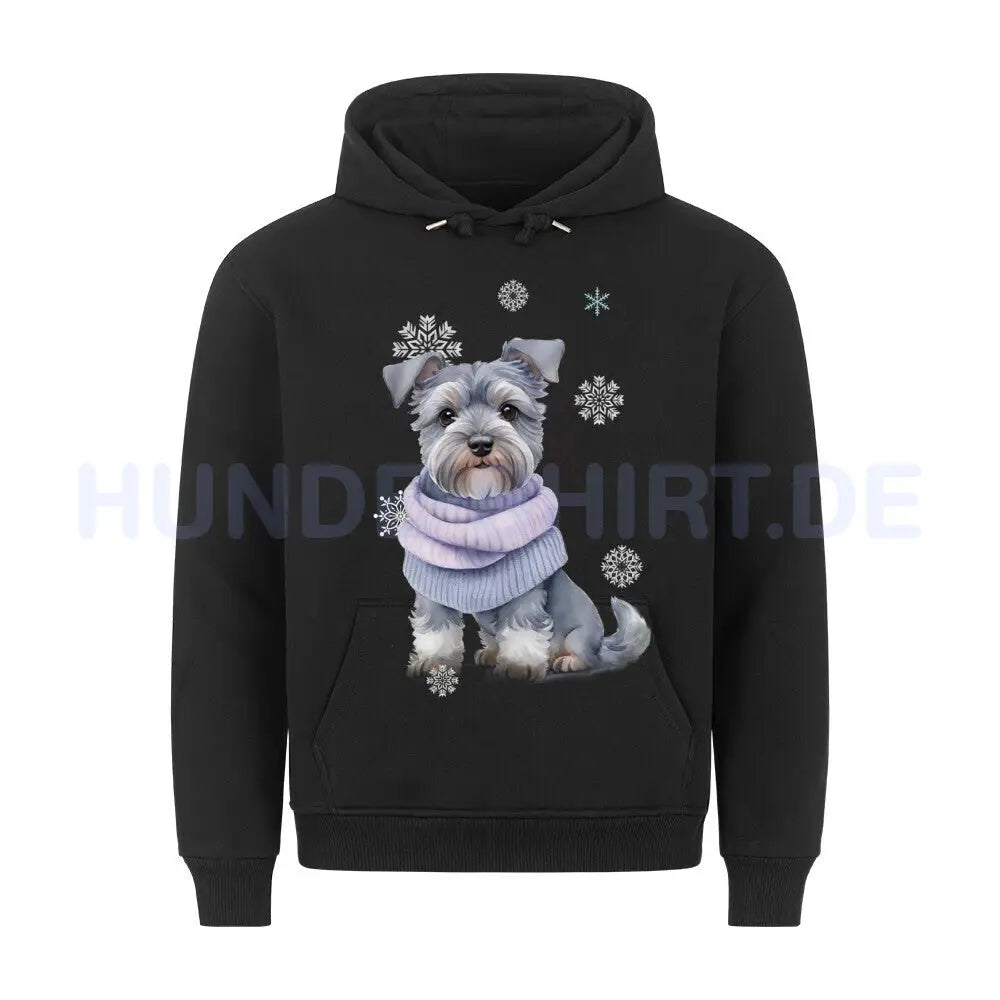 Premium Hoodie "Zwergschnauzer Damen Winter" Schwarz – hunde-shirt.de