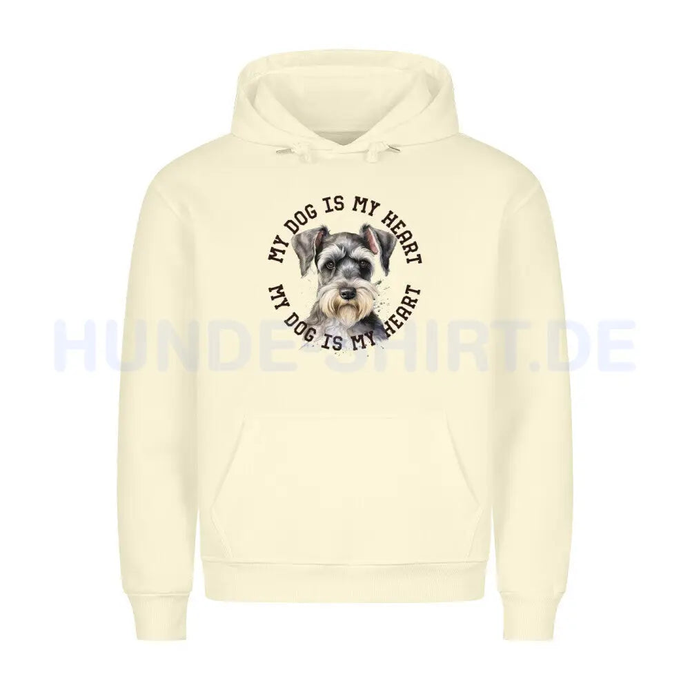 Premium Hoodie "Zwergschnauzer HEART" Beige – hunde-shirt.de