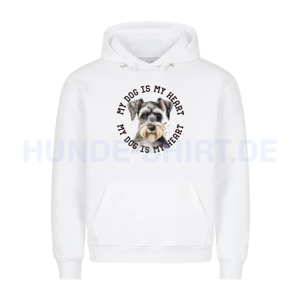 Premium Hoodie "Zwergschnauzer HEART" Weiß – hunde-shirt.de