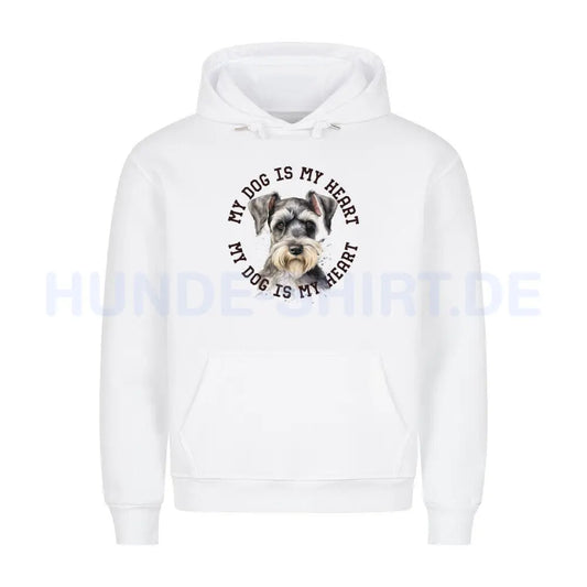 Premium Hoodie "Zwergschnauzer HEART" Weiß – hunde-shirt.de