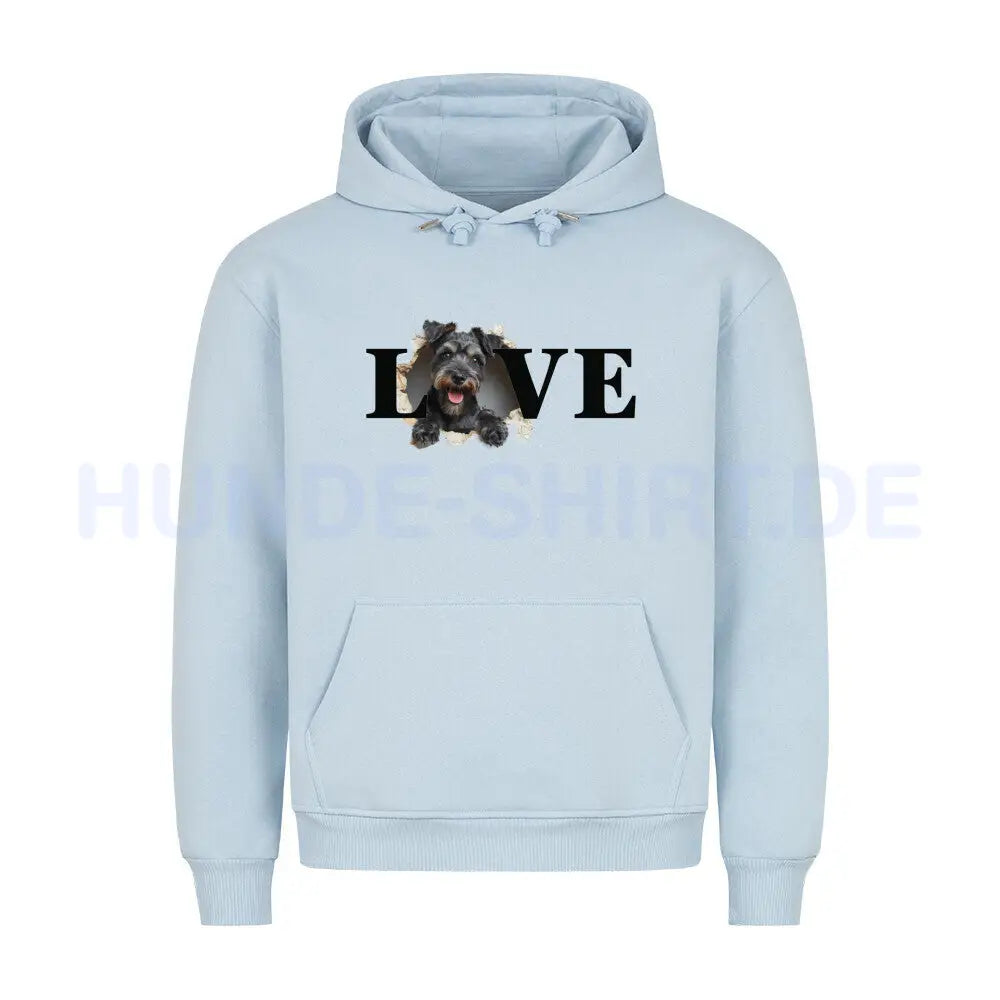 Premium Hoodie "Zwergschnauzer LOVE" Babyblau – hunde-shirt.de