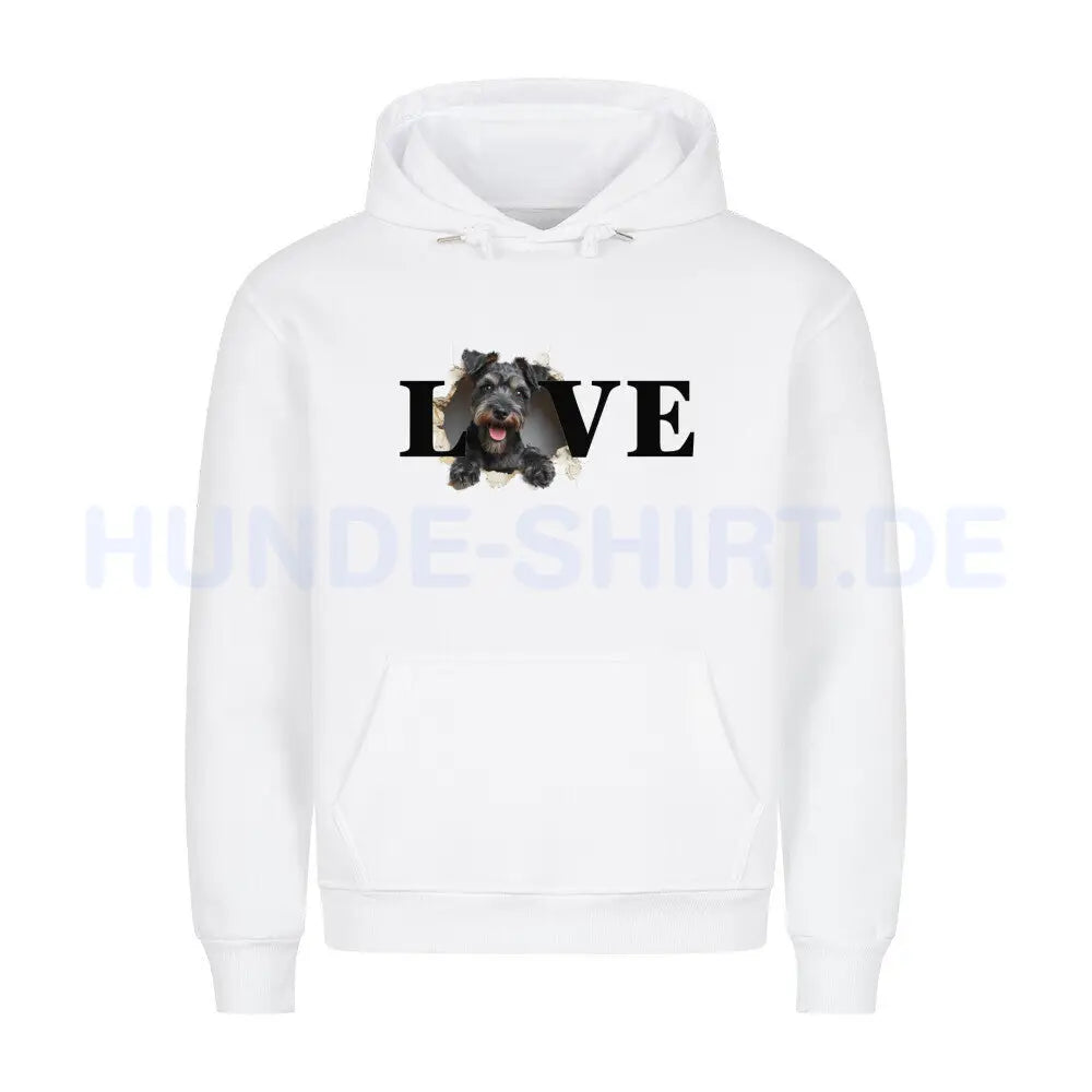 Premium Hoodie "Zwergschnauzer LOVE" Weiß – hunde-shirt.de