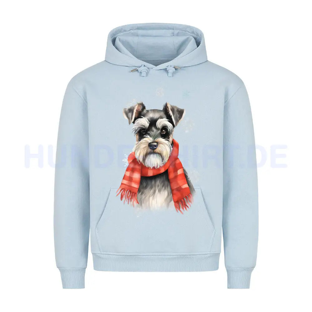 Premium Hoodie "Zwergschnauzer Winter" Babyblau – hunde-shirt.de