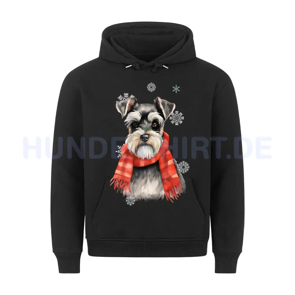 Premium Hoodie "Zwergschnauzer Winter" Schwarz – hunde-shirt.de