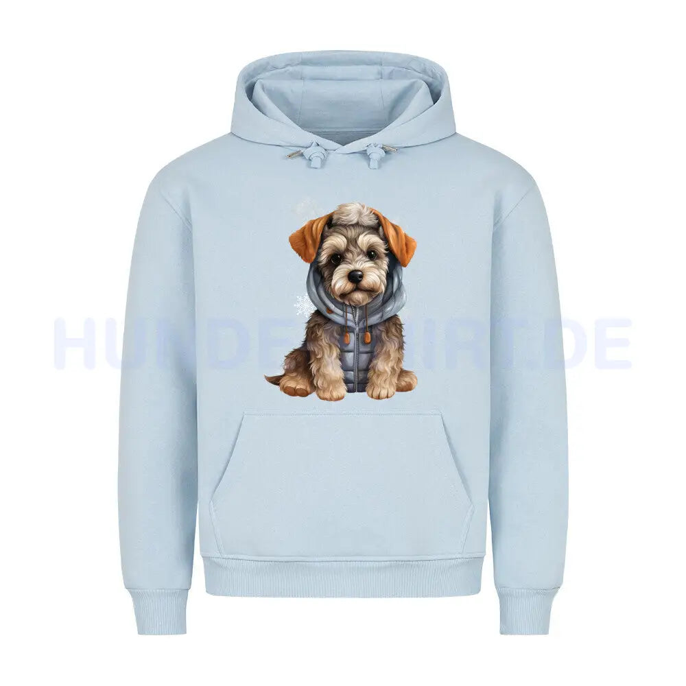 Premium Hoodie "Zwergschnauzer Winterbub" Babyblau – hunde-shirt.de