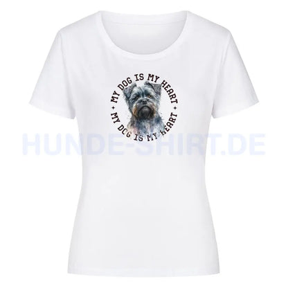 Premium Organic Damen-Shirt "Affenpinscher HEART" Weiß – hunde-shirt.de