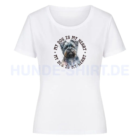 Premium Organic Damen-Shirt "Affenpinscher HEART" Weiß – hunde-shirt.de