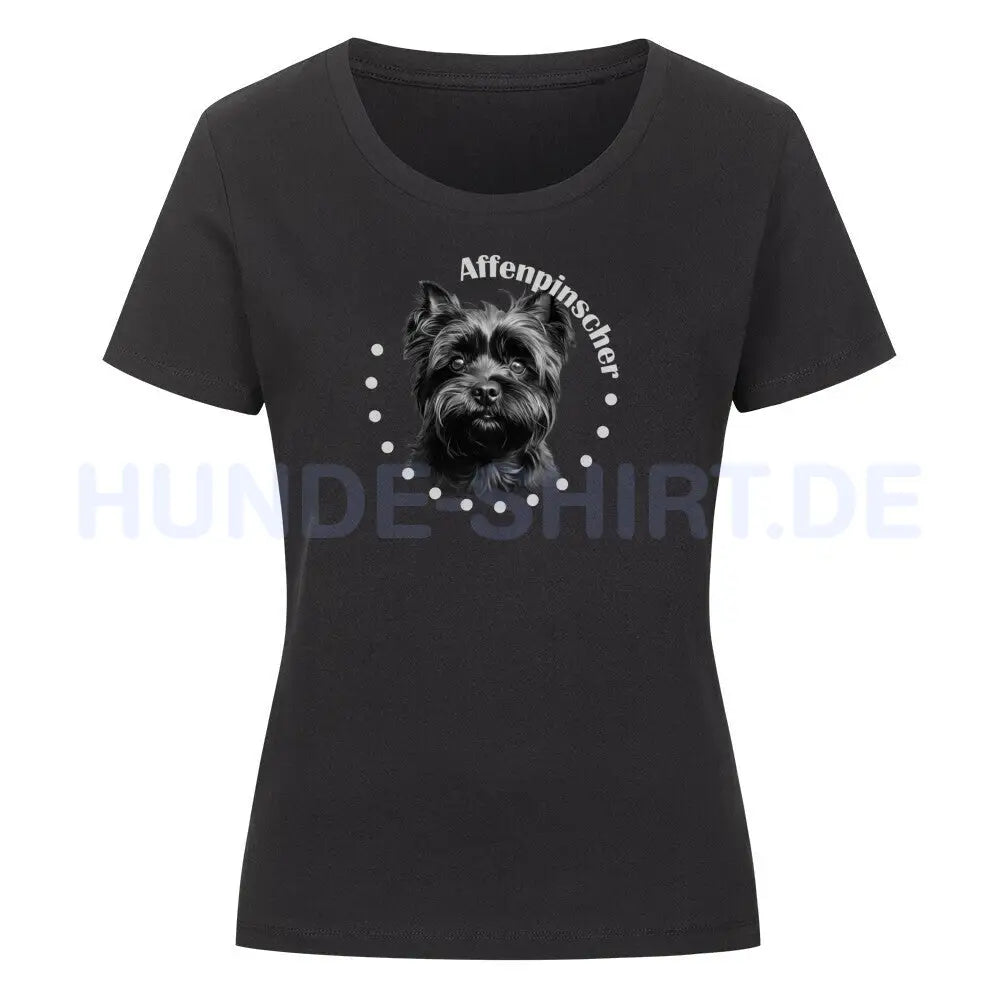 Premium Organic Damen-Shirt "Affenpinscher Rounded" Schwarz – hunde-shirt.de