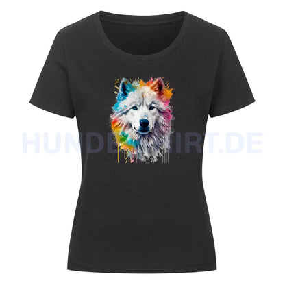 Premium Organic Damen-Shirt "Alaskan Malamute Paint" Schwarz – hunde-shirt.de