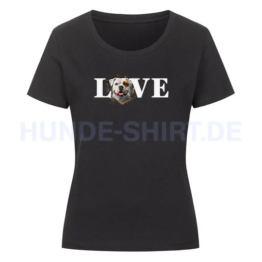 Premium Organic Damen-Shirt "American Bulldog -LOVE" Schwarz – hunde-shirt.de