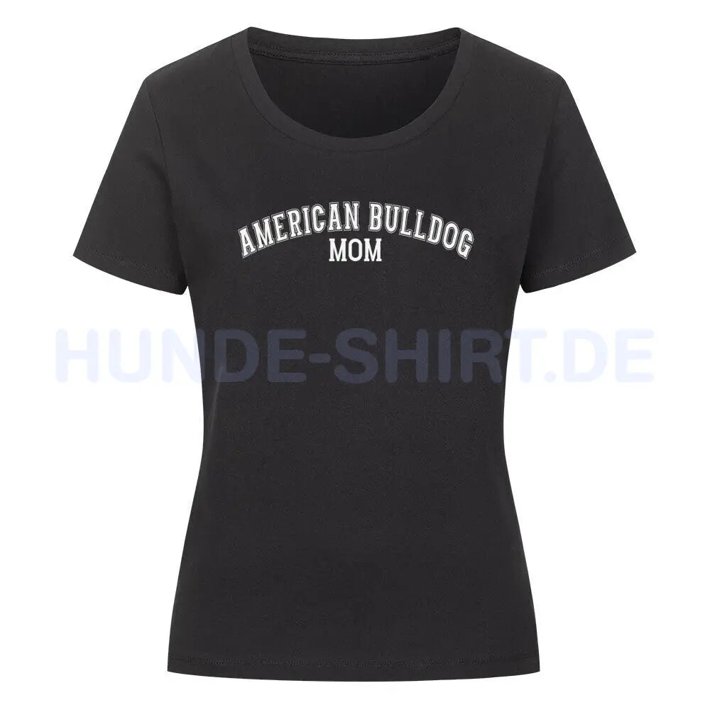 Premium Organic Damen-Shirt American Bulldog - MOM" Schwarz – hunde-shirt.de