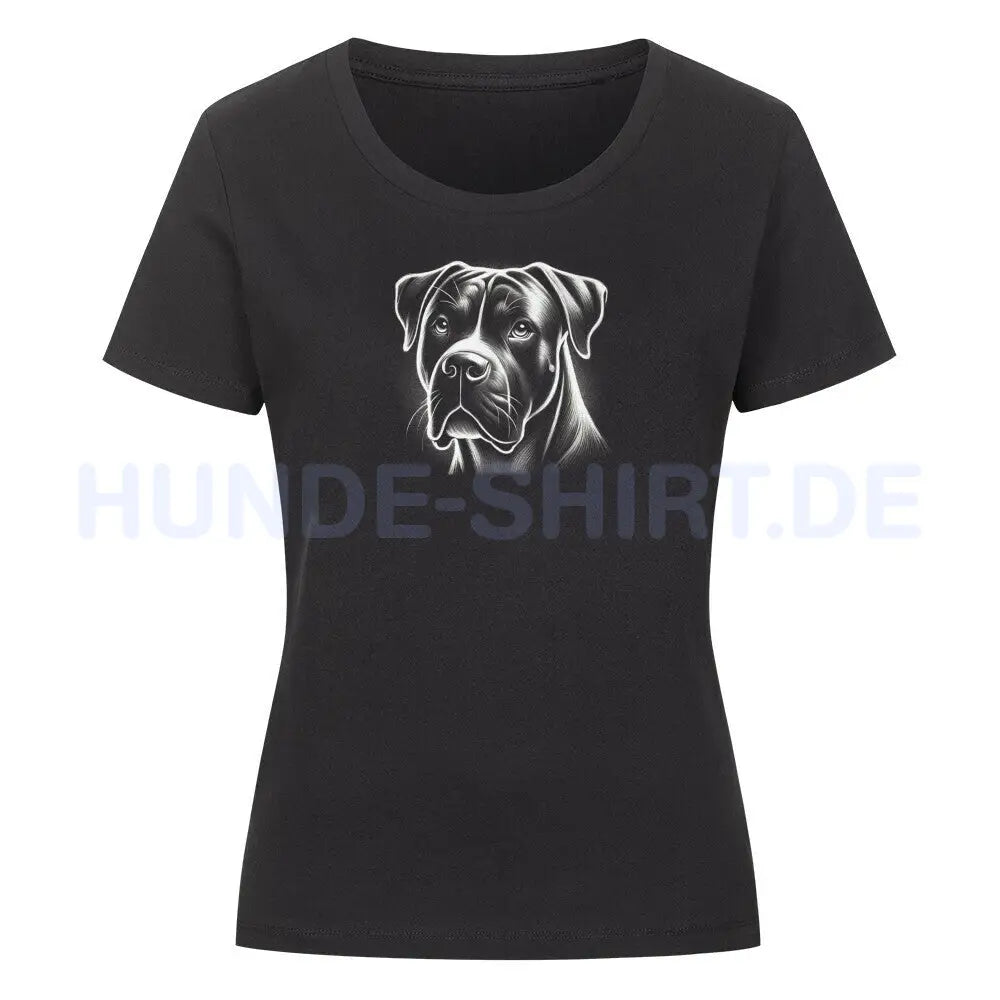 Premium Organic Damen-Shirt "American Bulldog - Shine" Schwarz – hunde-shirt.de