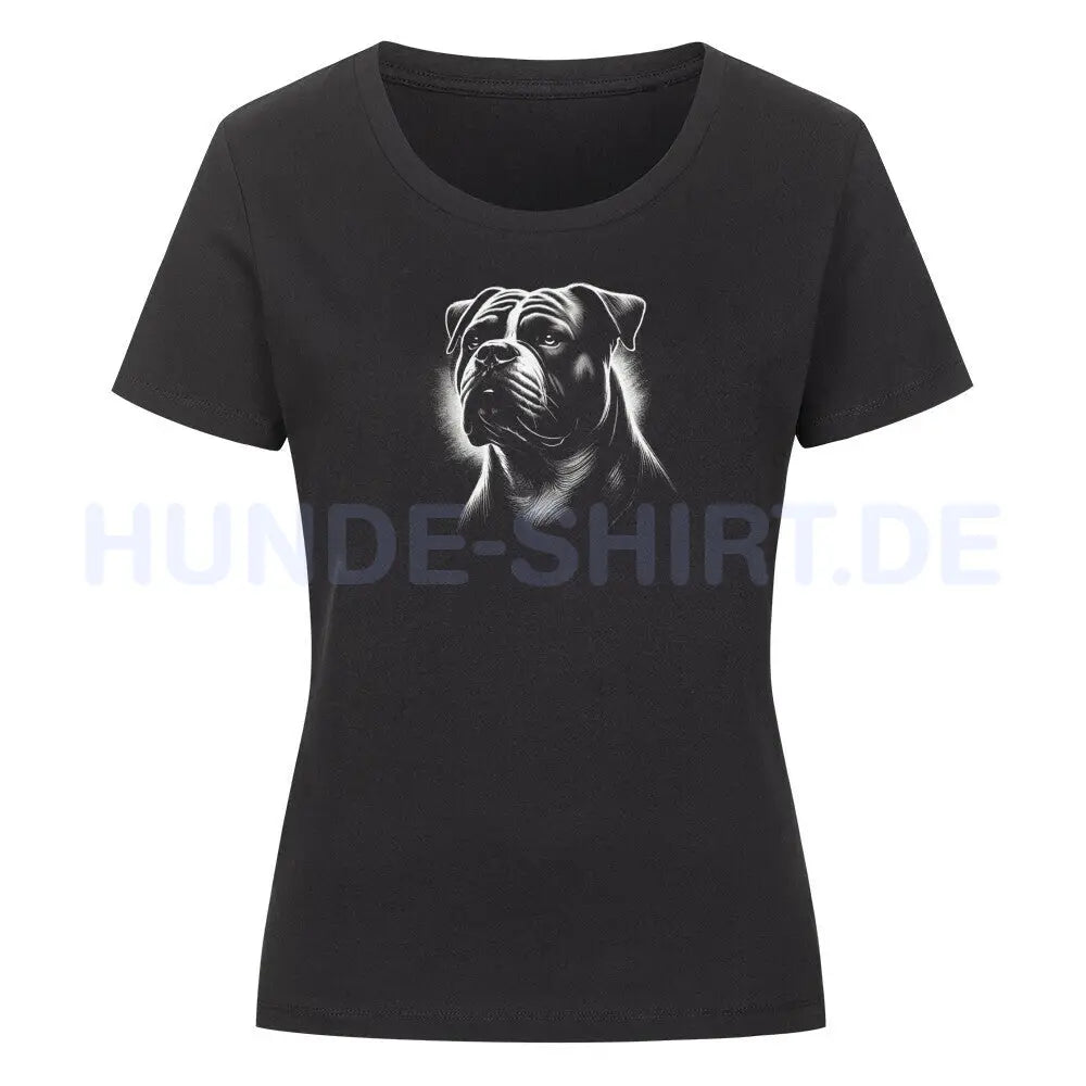 Premium Organic Damen-Shirt "American Bulldog Shine" Schwarz – hunde-shirt.de