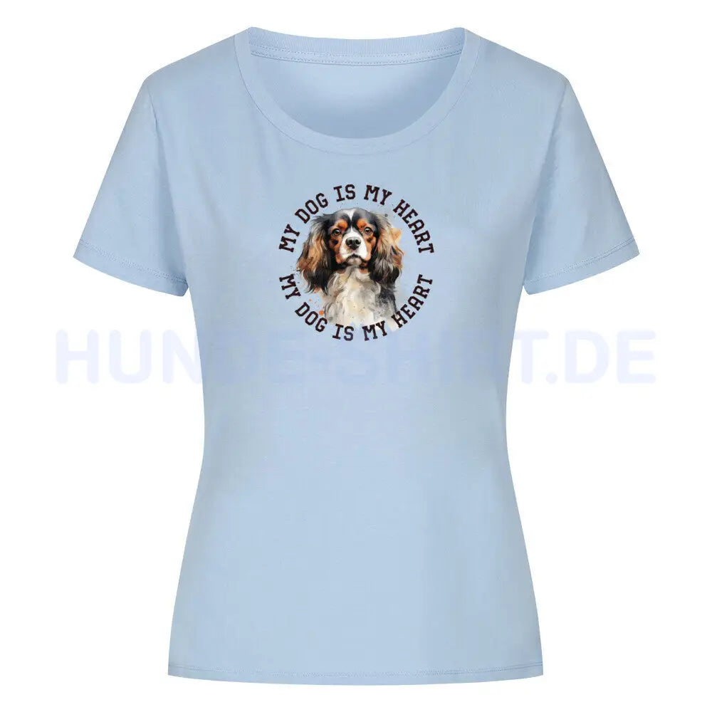 Premium Organic Damen-Shirt "American Cocker Spaniel HEART" Sky Blue – hunde-shirt.de