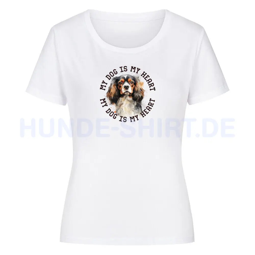 Premium Organic Damen-Shirt "American Cocker Spaniel HEART" Weiß – hunde-shirt.de