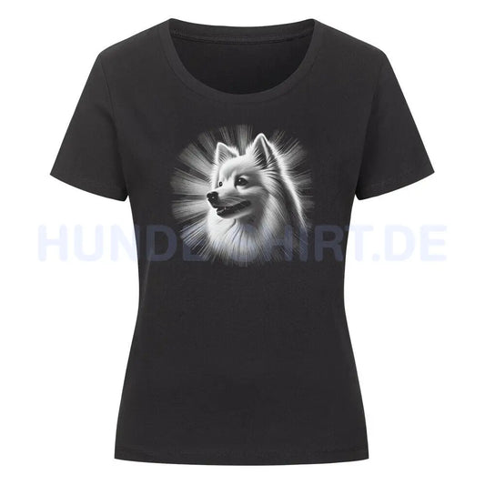 Premium Organic Damen-Shirt "American Eskimo - Bright" Schwarz – hunde-shirt.de