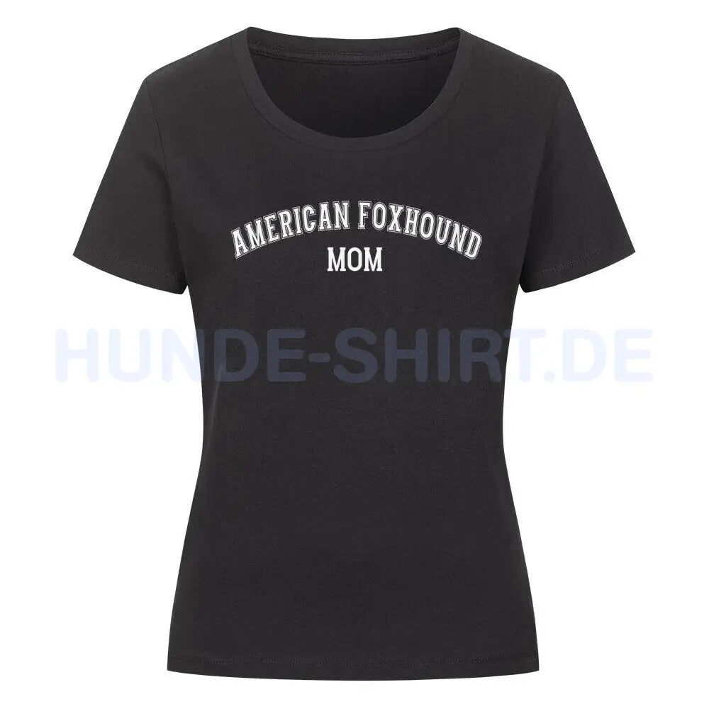 Premium Organic Damen-Shirt "American Foxhound - MOM" Schwarz – hunde-shirt.de