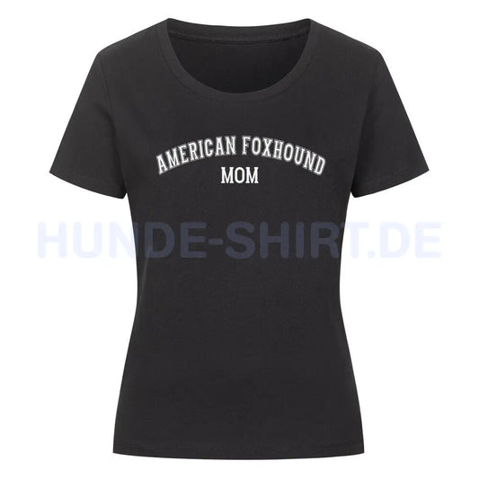 Premium Organic Damen-Shirt "American Foxhound - MOM" Schwarz – hunde-shirt.de