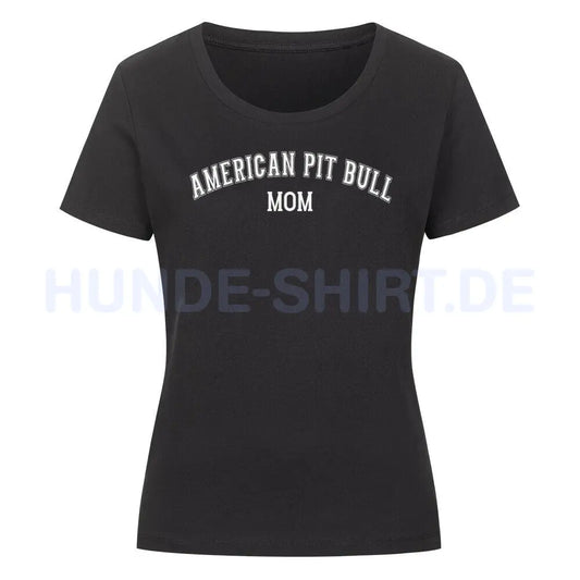 Premium Organic Damen-Shirt "American Pit Bull - MOM" Schwarz – hunde-shirt.de