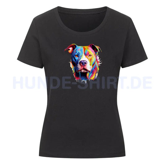 Premium Organic Damen-Shirt "AmStaff - Paint" Schwarz – hunde-shirt.de