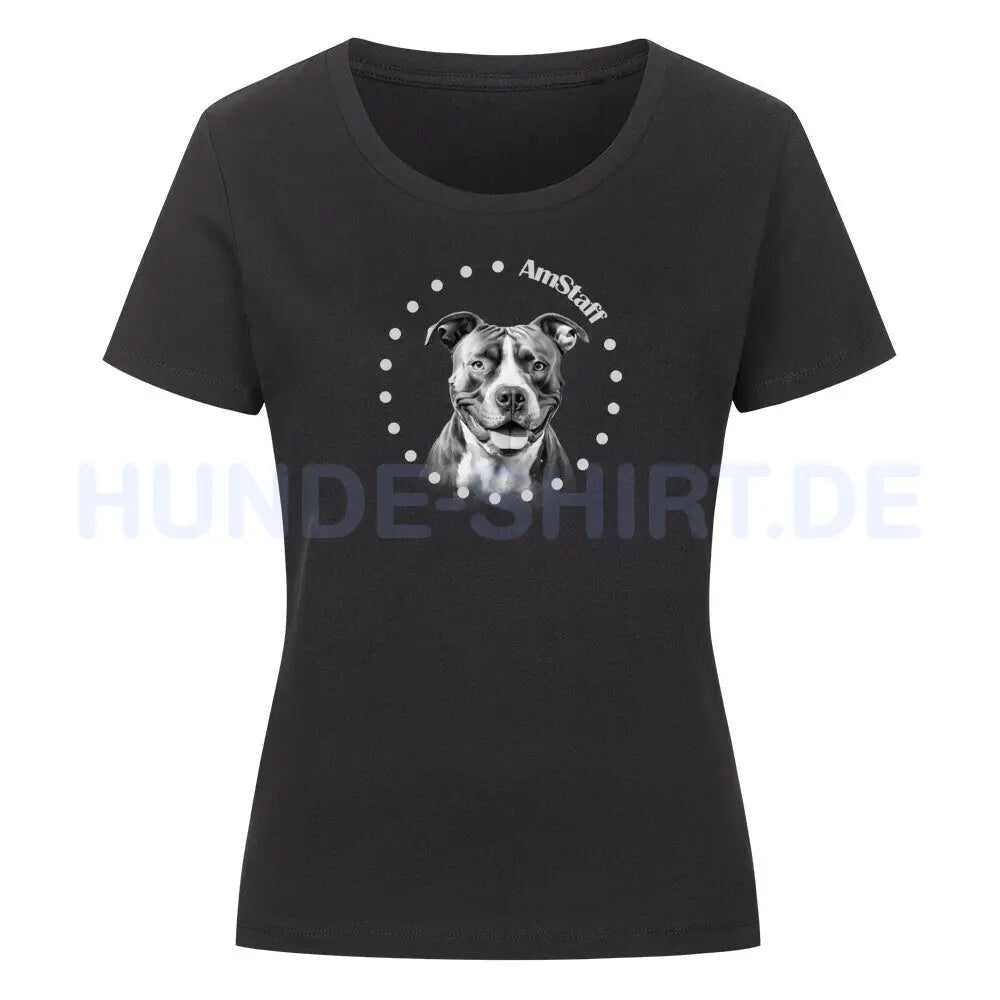 Premium Organic Damen-Shirt "AmStaff R" Schwarz – hunde-shirt.de