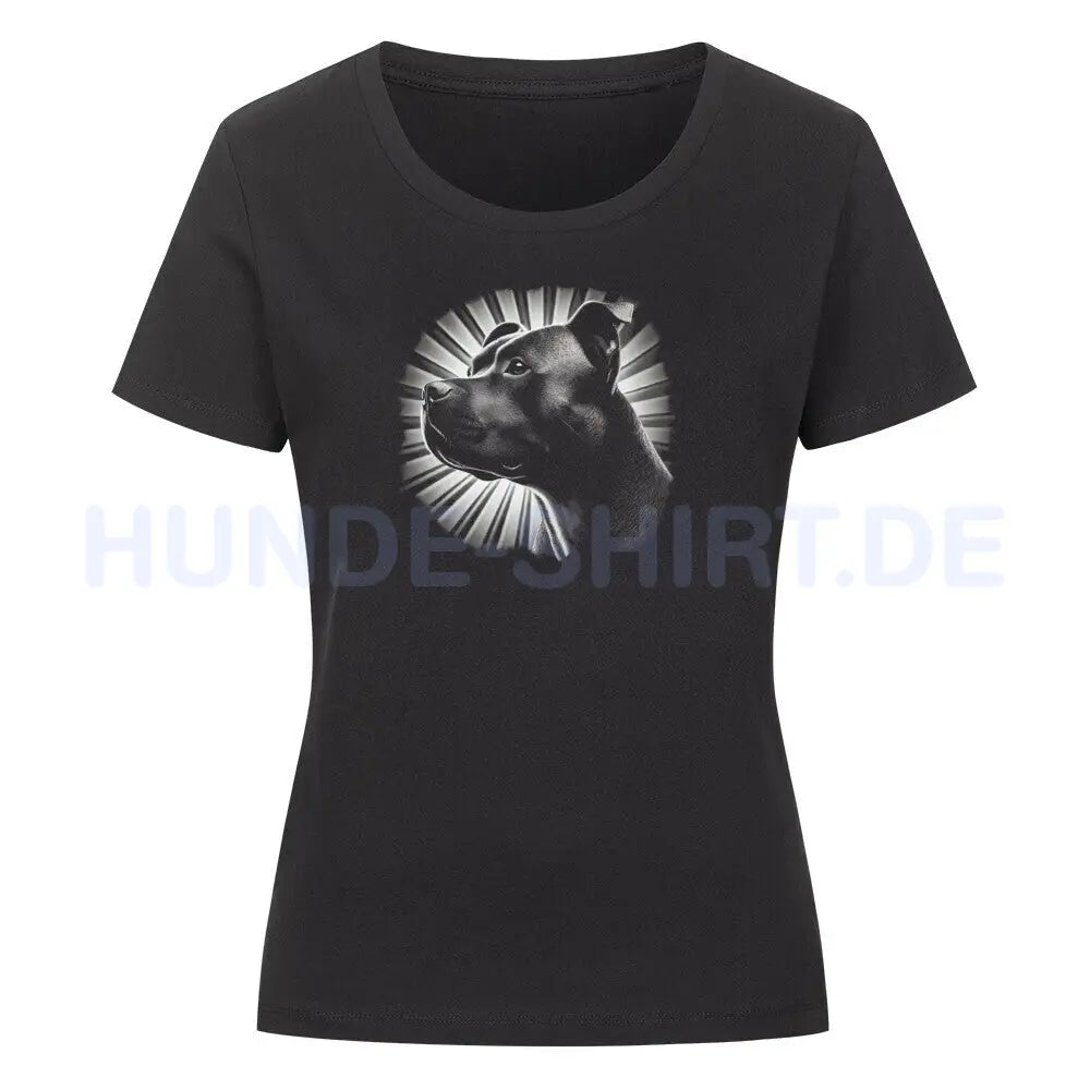 Premium Organic Damen-Shirt "AmStaff - Shine" Schwarz – hunde-shirt.de