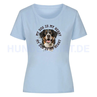 Premium Organic Damen-Shirt "Appenzeller Sennenhund HEART" Sky Blue – hunde-shirt.de