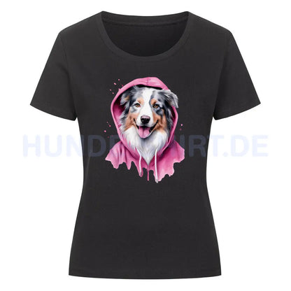 Premium Organic Damen-Shirt "Australian Shepherd PINK" Schwarz – hunde-shirt.de