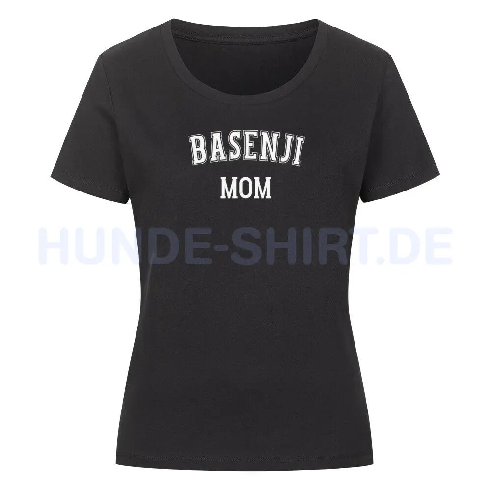 Premium Organic Damen-Shirt "Basenji - MOM" Schwarz – hunde-shirt.de