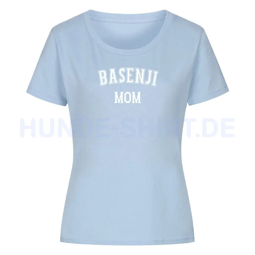 Premium Organic Damen-Shirt "Basenji - MOM" Sky Blue – hunde-shirt.de