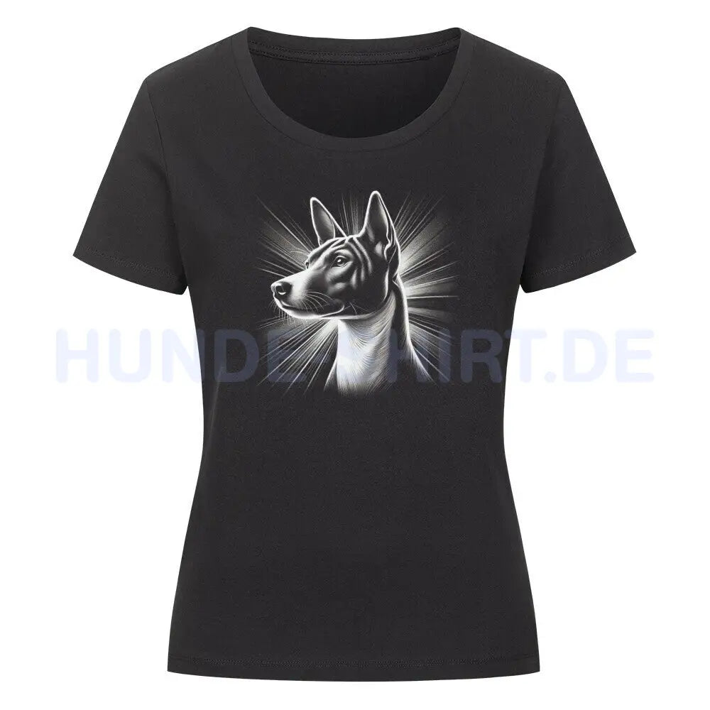 Premium Organic Damen-Shirt "Basenji - Shine" Schwarz – hunde-shirt.de