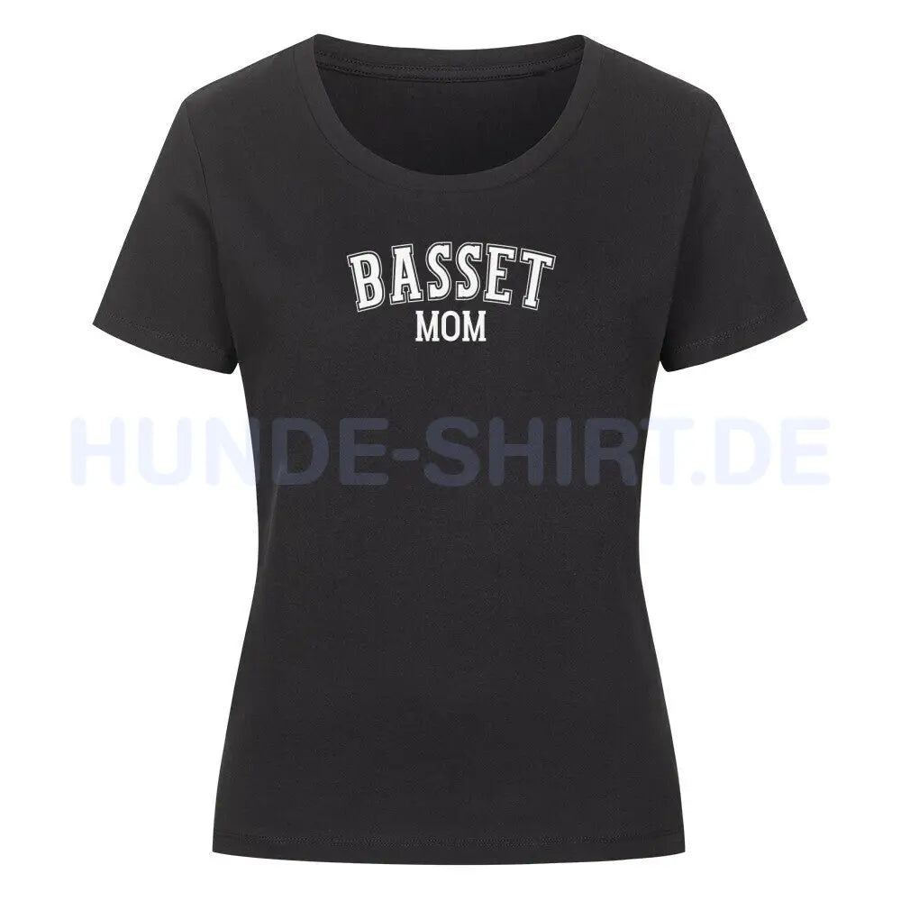 Premium Organic Damen-Shirt "Basset - MOM" Schwarz – hunde-shirt.de