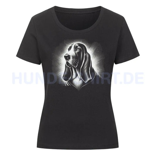 Premium Organic Damen-Shirt "Basset - Shine" Schwarz – hunde-shirt.de