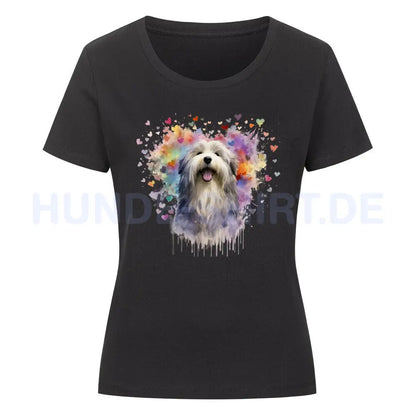 Premium Organic Damen-Shirt "Bearded Collie - HEART" Schwarz – hunde-shirt.de