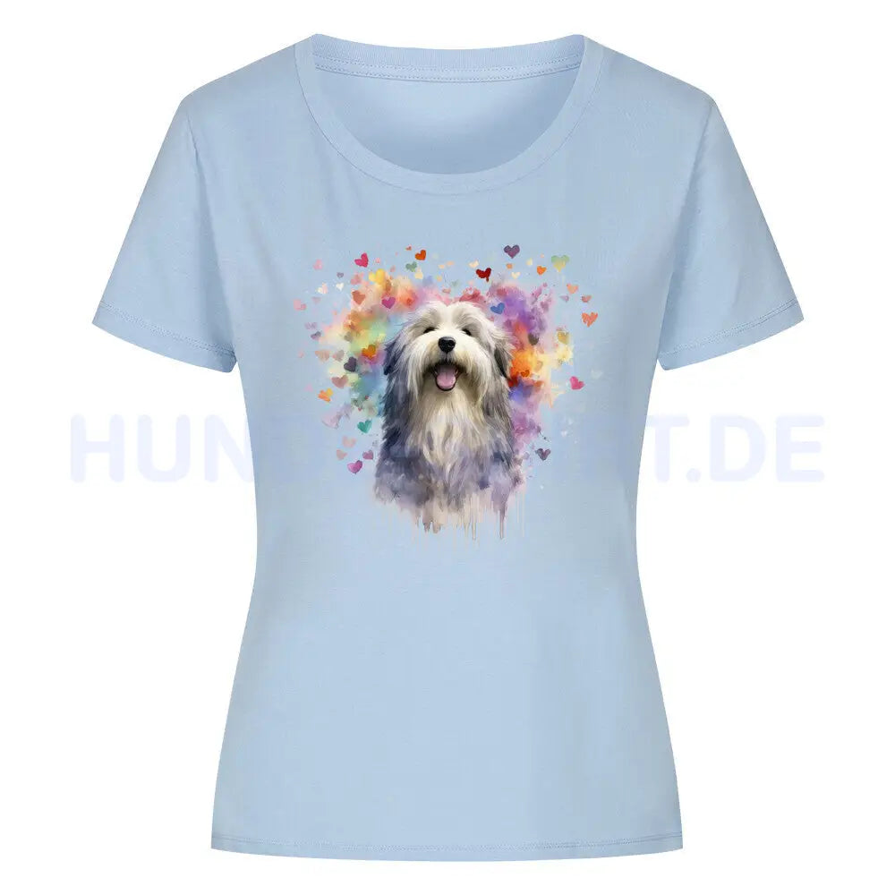 Premium Organic Damen-Shirt "Bearded Collie - HEART" Sky Blue – hunde-shirt.de