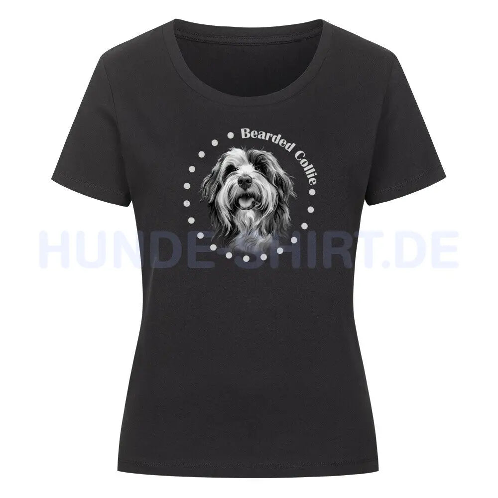 Premium Organic Damen-Shirt "Bearded Collie Rounded" Schwarz – hunde-shirt.de