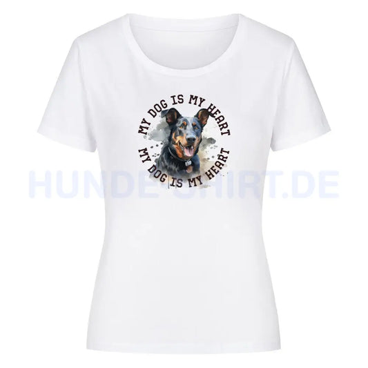 Premium Organic Damen-Shirt "Beauceron HEART" Weiß – hunde-shirt.de