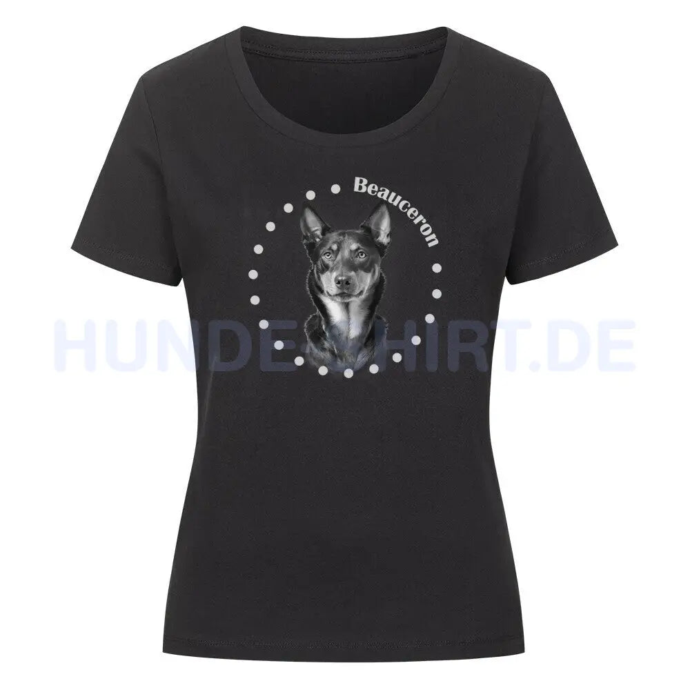 Premium Organic Damen-Shirt "Beauceron Rounded" Schwarz – hunde-shirt.de