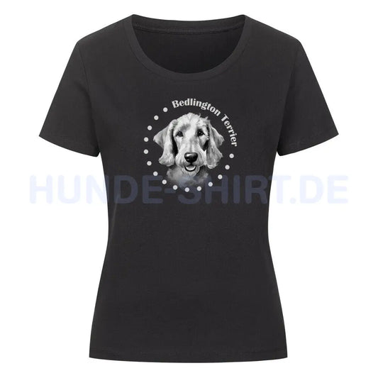 Premium Organic Damen-Shirt "Bedlington Terrier Rounded" Schwarz – hunde-shirt.de