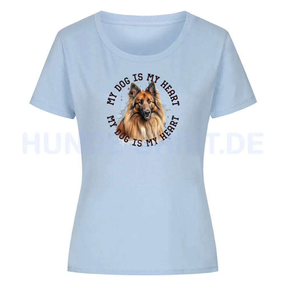 Premium Organic Damen-Shirt "Belgischer Schäferhund Tervueren HEART" Sky Blue – hunde-shirt.de